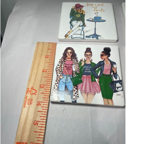 Rongrong DeVoe 4 coasters Girl Power Friends Fashionista Goals Fashion‎ Inspire - Picture 4 of 5